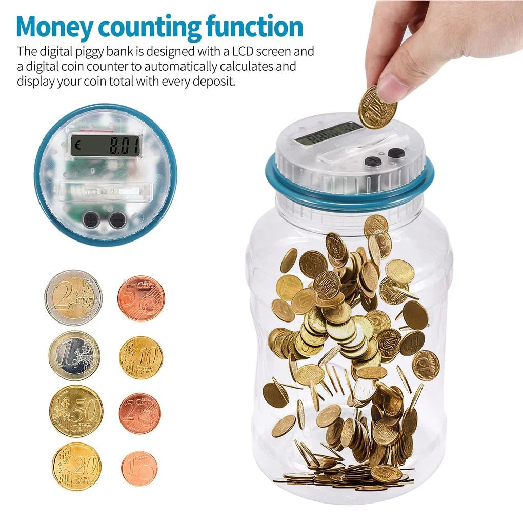 ¡Ve crecer tus sueños! Alcancía digital transparente que cuenta cada moneda