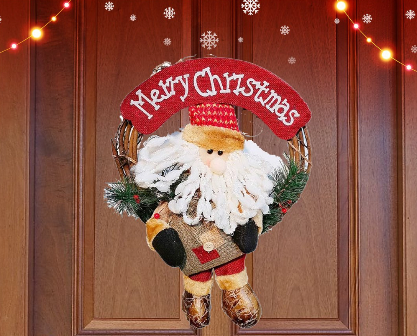 Decora tu hogar con la magia de lo artesanal: Guirnalda de Navidad de Madera con Santa Claus