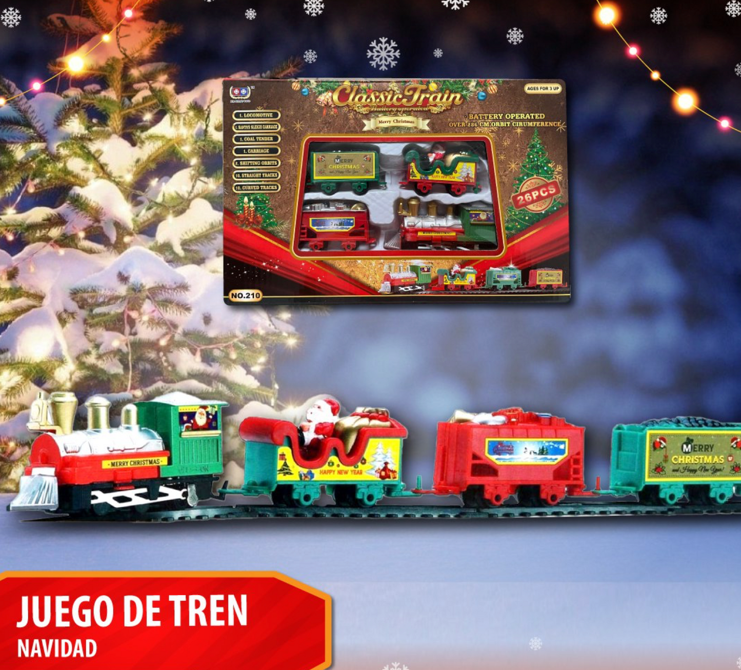 Tren Navideño: Crea momentos mágicos bajo el árbol.