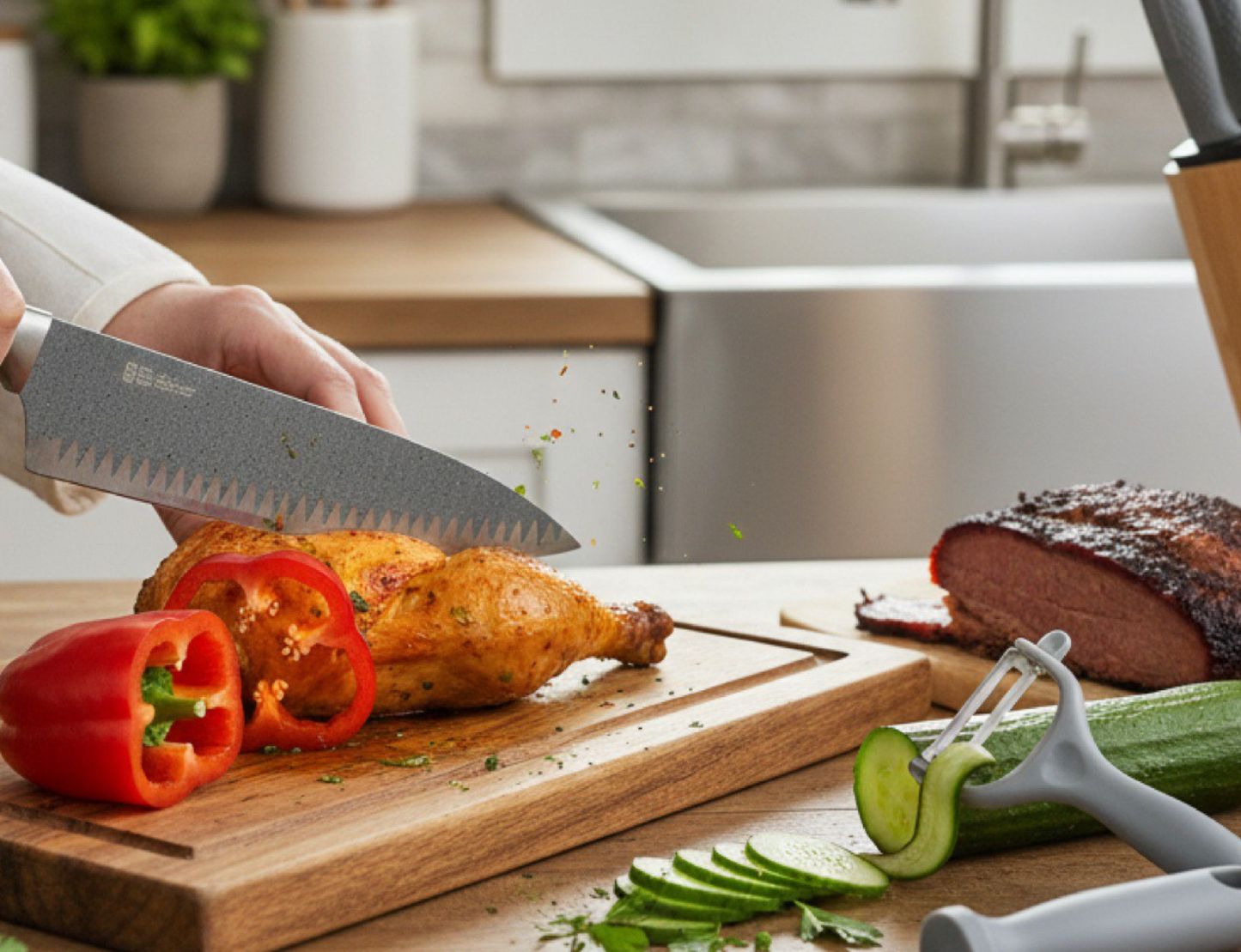 Juego de 8 Cuchillos de Alta Precisión para Chefs en Casa