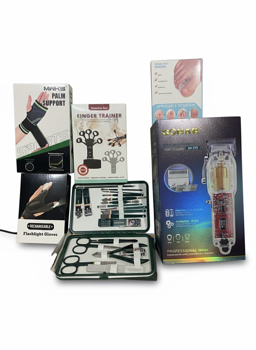 COMBO cortadora de cabello+separador de silicona+soporte muñequera+fortalecedor de mano+ kit manicura