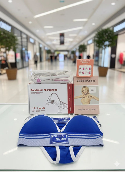 COMBO MICROFONO PROFESIONAL+CONJUNTO ROPA INTERIOR+CINTA LEVANTA+MINI PLANCHA+BRASIER PUSH